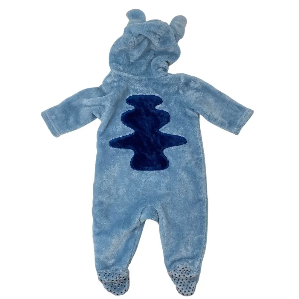 Disneyland Stitch Baby Costume Fleece Hoodie Bodysuit Pajama Onesie Jumpsuit 6M